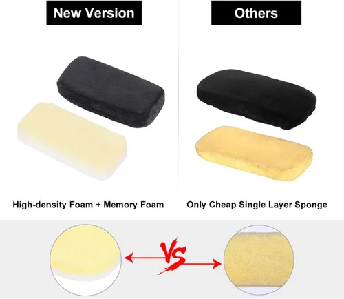 Vista 3 de baibu Almohadillas ergonómicas de espuma viscoelástica para silla de oficina, cómodas almohadillas negras para reposabrazos de juegos para codos