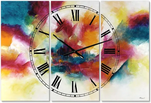 Vista 19 de DesignQ 'Personality' - Reloj de pared grande y moderno de 3 paneles para el hogar, dormitorio, baño, oficina, sala de estar