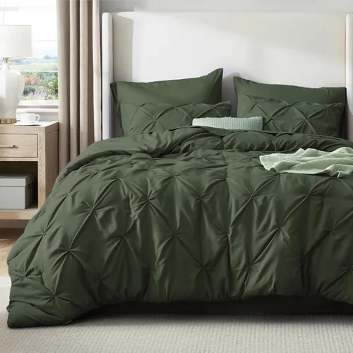 Vista 86 de Bedsure - Juego de edredón tamaño individual gris - Ropa de cama tamaño individual en una bolsa de 5 piezas, juego de cama Pintuck GentleSoft™