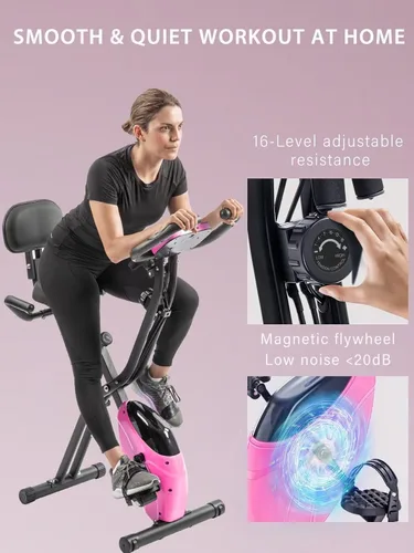 Vista 3 de Merax Bicicleta de entrenamiento para el hogar: bicicleta estática reclinada 4 en 1 y posiciones verticales de bicicleta de ciclismo