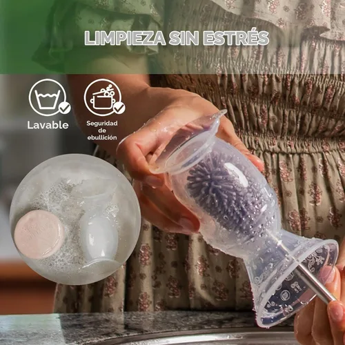 Vista 7 de Haakaa Extractor de leche manual de silicona con base 4oz/3.4 fl oz+tapa Rosa (Blush)