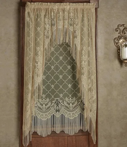 Vista 11 de Touch of Class Panel de cortina victoriana de encaje Fleur de Lis para ventana de poliéster - Oro antiguo - Panel de estilo europeo para ventanas