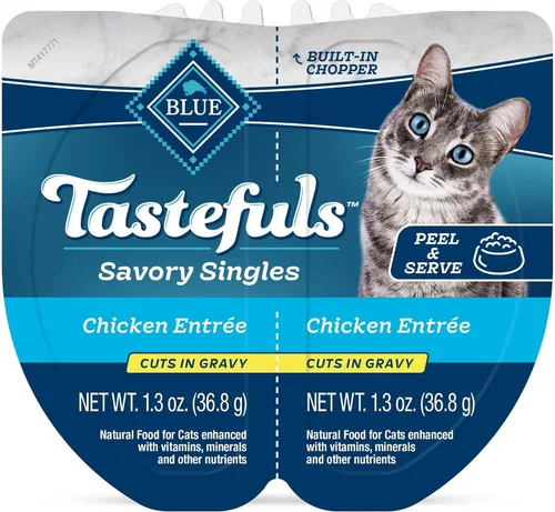 Vista 2 de Blue Buffalo Tastefuls Chicken Savory Singles, 2.6 onzas, 24 unidades Cortes en salsa, pollo real primero, bandejas de paquete doble