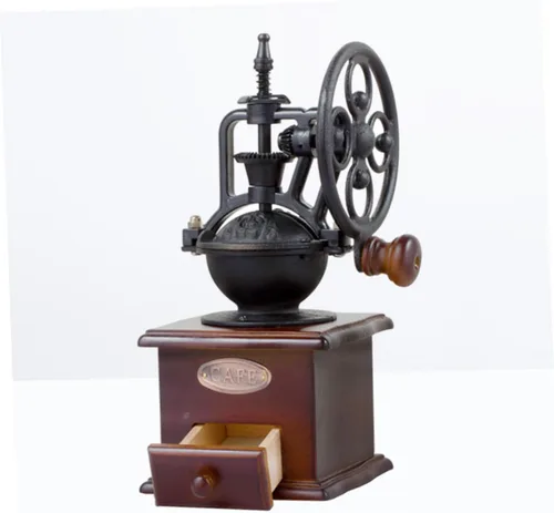 Vista 8 de Molinillo de café de manivela vintage, molino de madera clásico, molinillo de frijoles manual para café casero con práctico mango de ahorro