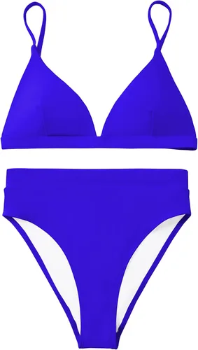 Vista 3 de SUUKSESS Conjunto de bikini de cintura alta para mujer, traje de baño de dos piezas con triángulo sexy