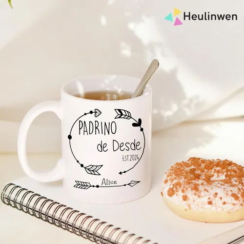 Vista 7 de Juego personalizado de Bautizo Recuerdos Juego De 2 Tazas 2024, Padrinos De Bautizo Propuesta Set 2 Tazas Café 11Oz, Para Niño, Niña, Propuesta