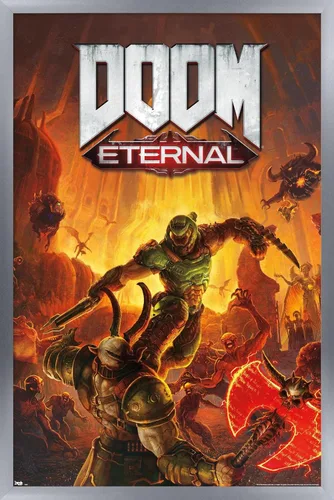 Vista 10 de Trends International Doom Eternal - Póster de pared Marauder, 22.4 pulgadas de largo x 14.7 pulgadas, versión enmarcada en madera de granero