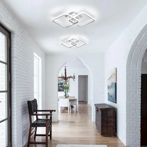 Vista 5 de DAXDG - Lámpara de techo LED, 25.2 pulgadas, 3 colores de luz intercambiables (3000 K/4500 K/6000 K) moderna lámpara de techo cuadrada blanca