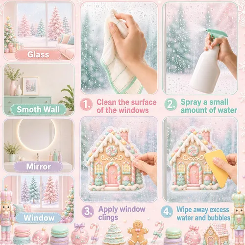 Vista 7 de BORAMDO 9 hojas de calcomanías navideñas de jengibre para ventana