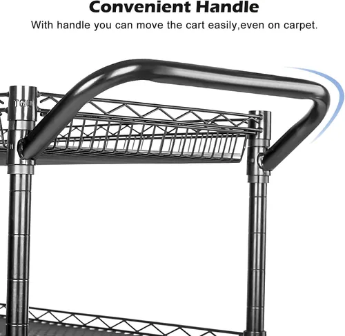 Vista 6 de WDT - Carrito rodante utilitario de capacidad 990 libras de alta resistencia, carritos rodantes NSF con ruedas, carrito de metal de grado comercial