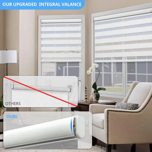 Vista 2 de Persianas motorizadas de cebra con cenefa integral, persianas inteligentes, tamaño personalizado, automático, control remoto, compatible