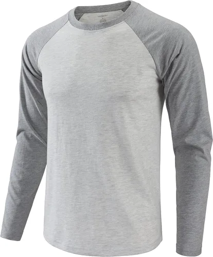 Vista 3 de HARBETH Camiseta de manga larga para hombre, estilo casual, vintage, ajustada, deportiva, gimnasio, entrenamiento, béisbol, senderismo