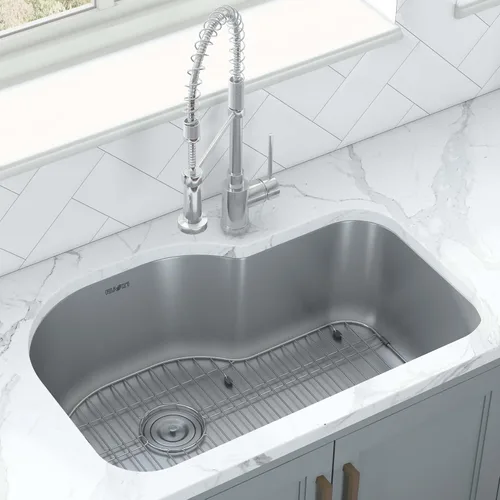 Vista 2 de Ruvati RVM4700 Fregadero de Cocina Bajo Encimera de 31.5 Pulgadas - Fregadero de Cocina de Acero Inoxidable Calibre 16 de Un Solo Seno con Acabado