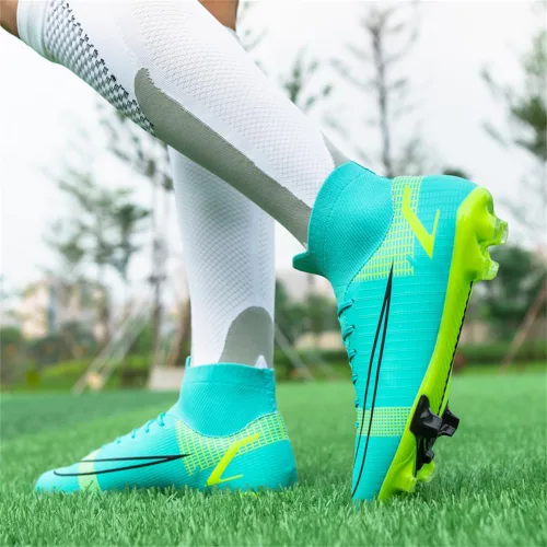 Vista 5 de KAEAEILSS Botas de fútbol para hombre Spikes High Top Unisex para exterioresinteriores Zapatillas de entrenamiento - Botas de fútbol juvenil