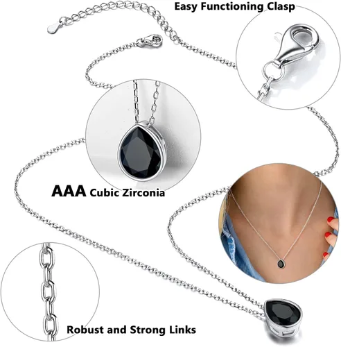 Vista 3 de Silvora Collar con colgante de circonita cúbica brillante de plata esterlina para mujer con embalaje de regalo