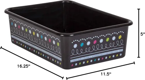 Vista 3 de Teacher Created Resources Chalkboard Brights - Contenedores de almacenamiento de plástico grandes, paquete de 6