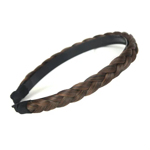 Vista 7 de Ancho de 1.5 cm Banda de pelo sintético trenzada estrecha con dientes para mujeres y niñas (Negro)