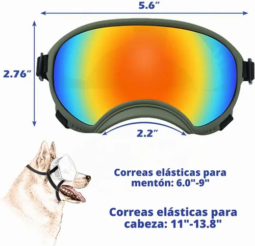 Vista 3 de Gafas de sol para perros medianos con correa ajustable, protección UV, gafas de sol para cachorros a prueba de viento, adecuadas para mascotas