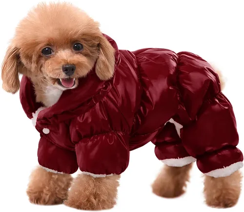 Vista 14 de AOFITEE Abrigo para perro, chaqueta impermeable para perro, abrigo de invierno para perros de cuerpo completo, traje de nieve, chaqueta acolchada a