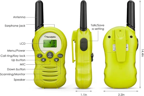 Vista 3 de Sorulykin Walkie Talkies para niños de 22 canales radio de 2 vías de hasta 19mi interfaz de mano para niños y niñas para salir al aire libre