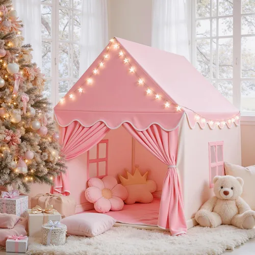 Vista 5 de Tienda de campaña para niños y niñas, gran casa de juegos de hadas para niños, castillo de princesa, tienda de campaña, juguetes de regalo