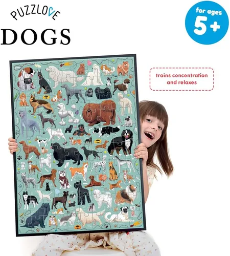 Vista 5 de Puzzlove Dogs (100 piezas) Rompecabezas de 5+ piso