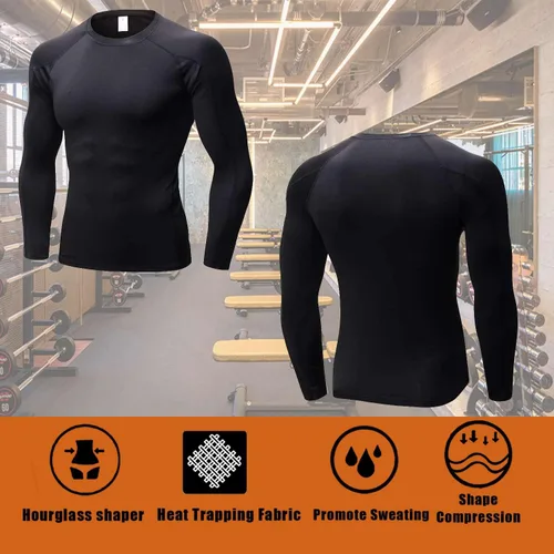 Vista 5 de Sauna Sudor Camisa Entrenador de Cintura para Hombres Chaleco de Compresión Entrenamiento Ropa de Gimnasio Mejorador de Sudor Manga Larga