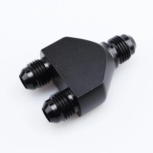Vista 2 de AC PERFORMANCE -6 AN In to -6 AN Out Y Block Splitter Montaje de combustible Aluminio Negro