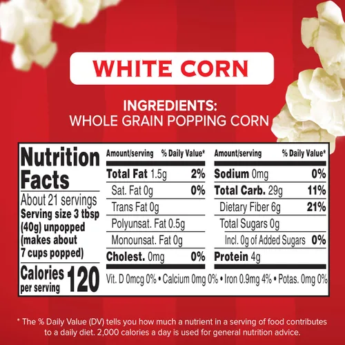 Vista 2 de Orville Redenbacher Color Blanco maíz palomitas Frasco de maíz Gourmet 30 oz