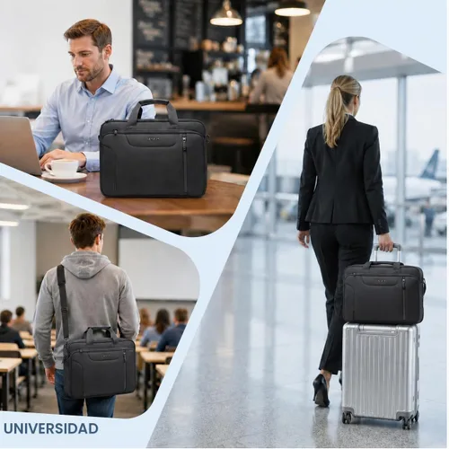 Vista 7 de EMPSIGN Maletín para computadora portátil para hombre, estuche para Negro/Negro