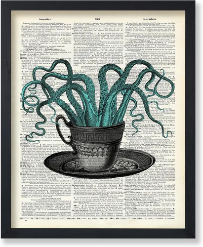 Vista 53 de Poster Master Póster de pulpo para parejas, póster de diccionario, arte Kraken, regalo romántico para él, ella, amantes, decoración náutica