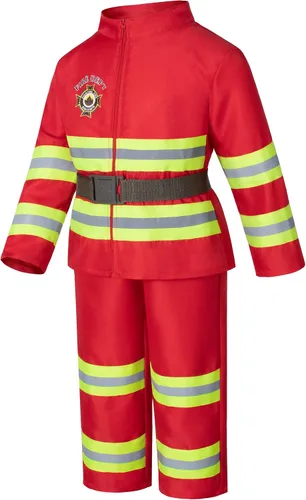 Vista 4 de Disfraz de jefe de bomberos para niños, rojo para niños (3-9 años)