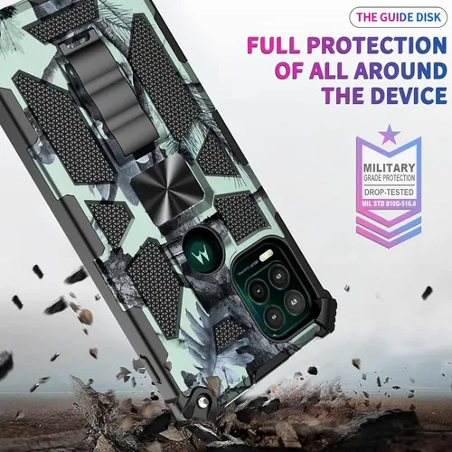 Vista 7 de Funda de teléfono de camuflaje a prueba de caídas de grado militar a prueba de caídas con soporte integrado con protector de pantalla y clip