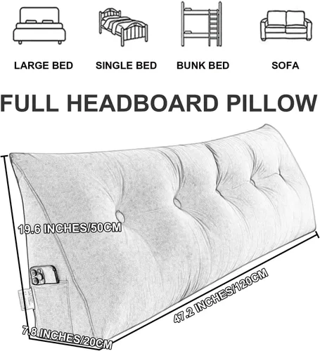 Vista 5 de Almohada triangular de lectura, almohada de cabecera de cuña para cama de día, respaldo de tatami, funda extraíble, cojín de soporte lumbar, azul