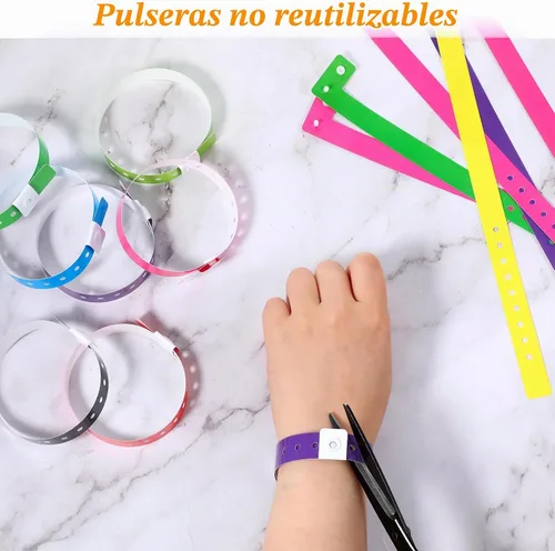 Vista 3 de 60 pulseras de vinilo en 10 colores, pulseras de plástico para eventos, pulseras de plástico neón, pulsera de colores para eventos, conciertos