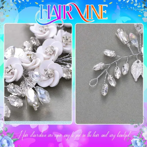 Vista 6 de Catery Diadema con diamantes de imitación para novias (plateado)