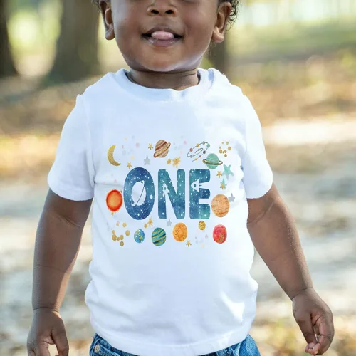 Vista 5 de Space One - Camiseta de cumpleaños para niño de astronauta, fiesta de primer cumpleaños, primer viaje alrededor del sol, traje de cumpleaños