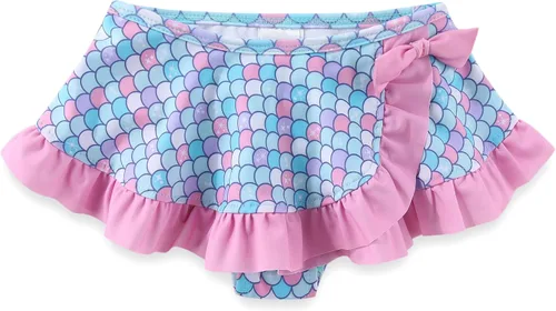 Vista 4 de Disney The Little Mermaid - Traje de baño para niñas con UPF 50+, parte superior tankini y parte inferior de bikini para niños pequeños y grandes