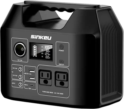 SinKeu Estación de energía portátil de 80000 mAh, batería de reserva LiFePO4 de 256 Wh, salidas de CA de 300 W, banco de energía para emergencias