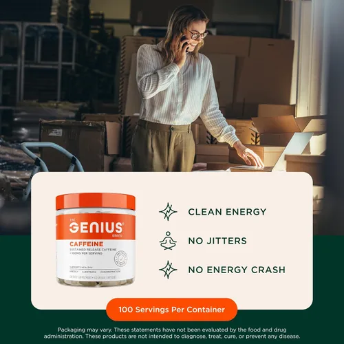 Vista 4 de Genius Caffeine Pills + Genius Mushroom Plant-Based Supplement (Alert Concentration)