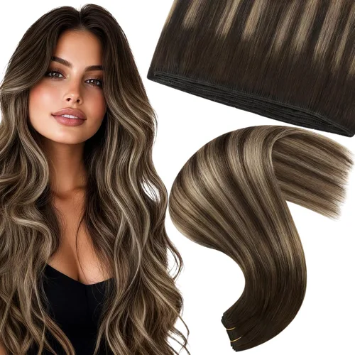 Vista 81 de Moresoo Extensiones de cabello humano real para coser, color negro natural