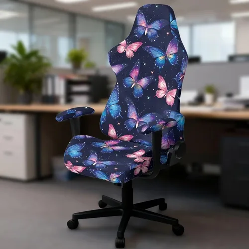 Vista 4 de Fundas para silla de juegos con cremallera de mariposa, elásticas, fáciles de poner y quitar, funda de silla de oficina de ensueño, decoración