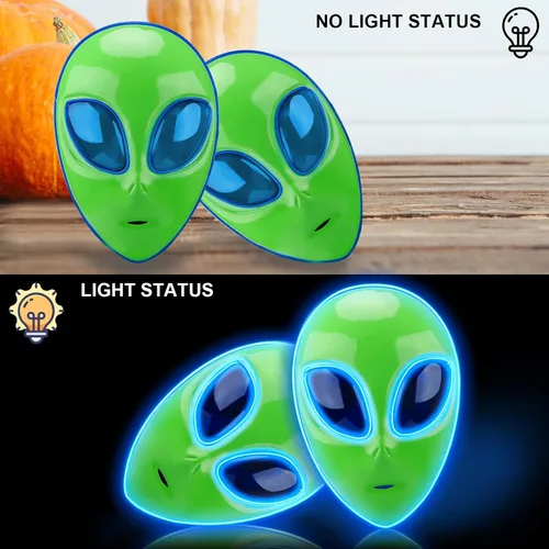 Vista 4 de Tanganan Máscara LED de alienígena para adultos y niños, máscara de Halloween con luz LED, 3 modos de iluminación, máscara facial para disfraz