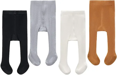 Vista 6 de CECORC - Mallas para niñas bebé, mallas para niñas pequeñas con punto trenzado, gruesas, de algodón, pantimedias para bebé, 1-10T Paquete de 2
