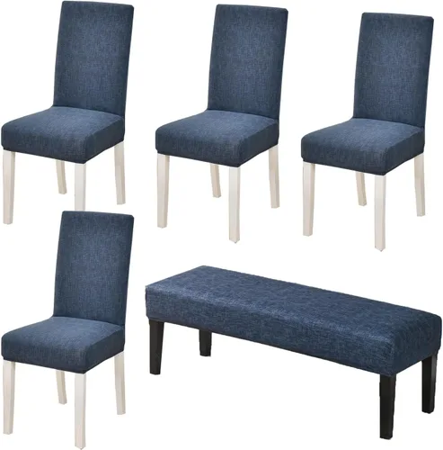 Vista 20 de CRFATOP 4 Piezas de Fundas Elásticas para Silla de Comedor con Funda para Banco Fundas Impresas para Silla de Comedor Fundas para Cojín de Asiento