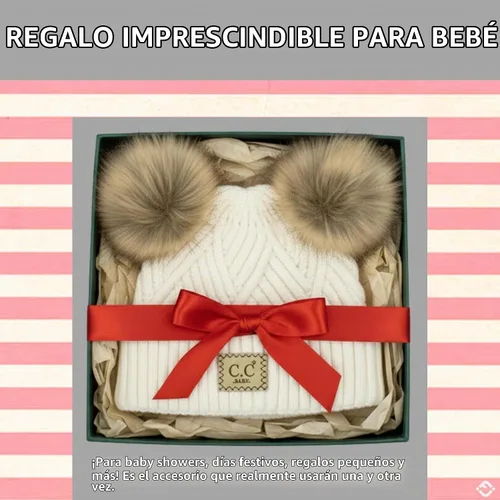 Vista 7 de Funky Junque Gorro de invierno con doble pompón para bebé de 0 a 12 meses, bonito gorro de punto acogedor para clima frío Patrón de tejido