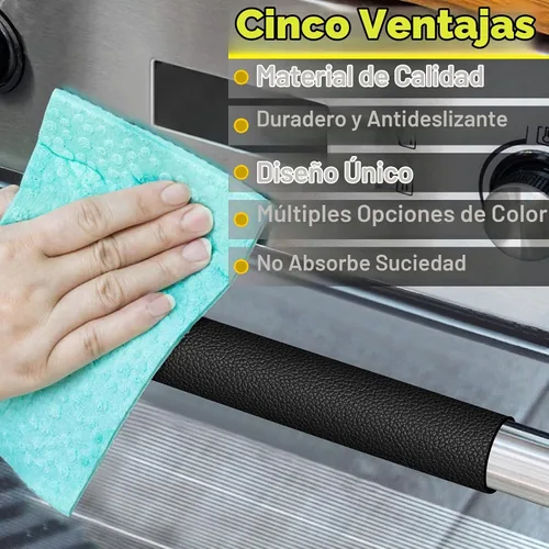 Vista 3 de Fundas para manijas de puerta de refrigerador, 6 unidades, fundas de cuero para manijas de electrodomésticos, mantiene tu nevera, microondas, horno