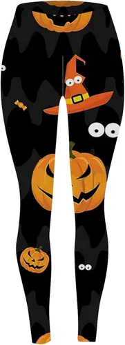 Vista 2 de EDCRF Pantalones de yoga para mujer, leggings de cintura alta con estampado de rosas para Halloween, pantalones de yoga para correr diariamente