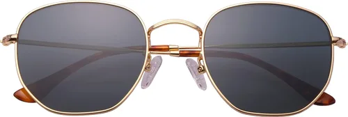 Vista 4 de Gafas de sol hexagonales con lente de vidrio retro para hombres y mujeres marco de metal cuadrado vintage con lentes planas 2126in tamaño grande
