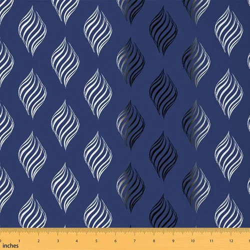 Vista 9 de The Yard - Tela a rayas para niños, geométricas, abstractas, decorativas, impermeables, para exteriores, niños, niñas, adultos, azul marino, blanco